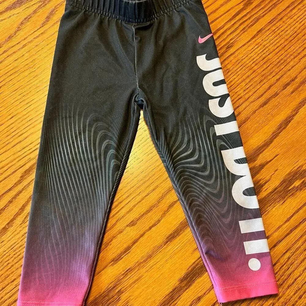 Nike Pink & Black Leggings, Just DO IT  Girls size 2T.